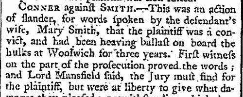 Plaintiffs and defendants
 (1785)