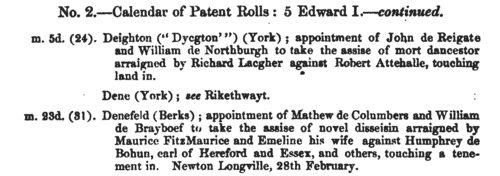 Patent Rolls: entries for Derbyshire
 (1276-1277)