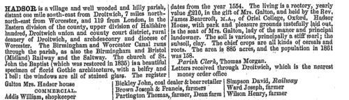 Inhabitants of Hill Croome in Worcestershire
 (1868)