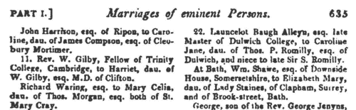 Deaths, Marriages, News and Promotions
 (1820)