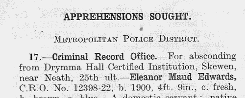 Wanted by the police in Aberdeenshire
 (1923)