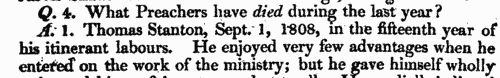Obituaries of Wesleyan Methodist ministers
 (1808-1809)