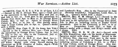 War Services of British Army Officers
 (1915)