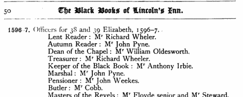 Lawyers and officers of Lincoln's Inn
 (1586-1660)