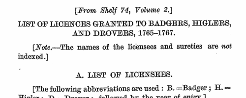 Hertfordshire badgers, higglers and drovers
 (1765-1767)
