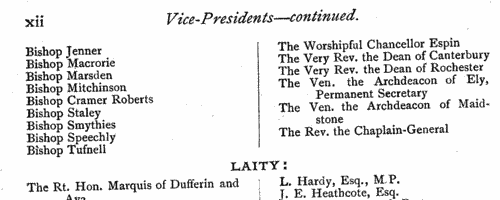Vice-Presidents of the Anglican Church Congress
 (1892)