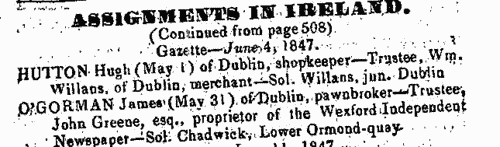 Assignments of bankrupts' estates in Ireland
 (1847)