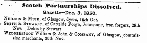 Scottish Partnerships Dissolved &c.
 (1851)