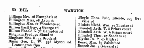 Inhabitants of Warwick
 (1953)