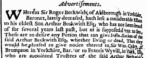 Missing legatees 
 (1701)