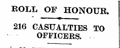 Soldiers killed: Army Service Corps
 (1916)