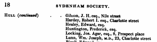 Members of the Sydenham Society in Dover
 (1846-1848)