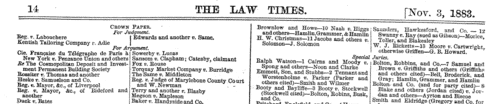 Deaths Announced in The Law Times
 (1883-1884)
