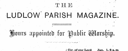 Ludlow Parish Magazine: Baptisms
 (1889)