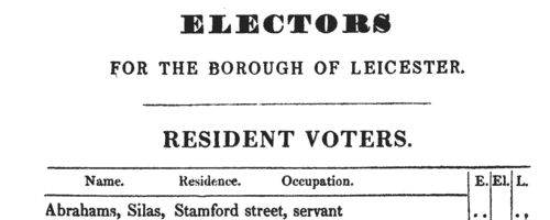 Leicester Poll Book: Resident Voters
 (1832)