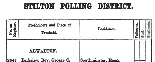 Voters for Sawtry All Saints
 (1857)