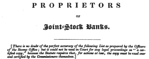 Shareholders of Pare's Leicestershire Banking Company
 (1838)