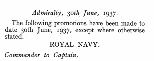 Royal Navy: Promotions
 (1937)