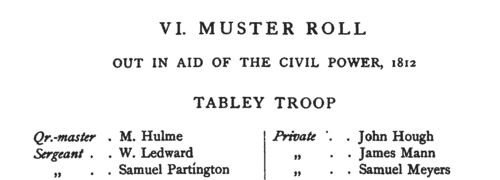 Cheshire Muster Roll: Ashton Heyes Troop
 (1812)