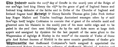 West Ardsley Lay Subsidy: Anticipation
 (1545)