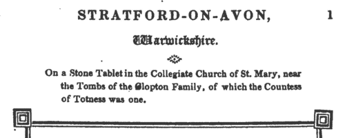 Gravestones of Servants: Staffordshire
 (1812)