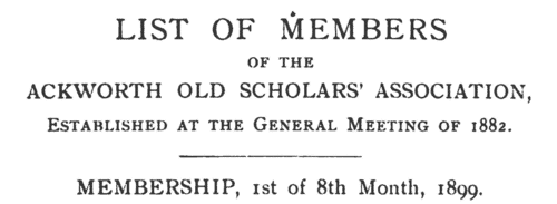 Ackworth Old Scholars: Australia
 (1898)