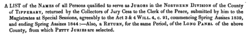North Tipperary Jurors: Spring Assizes 1844
 (1844)