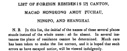 Foreign Residents in China
 (1845)