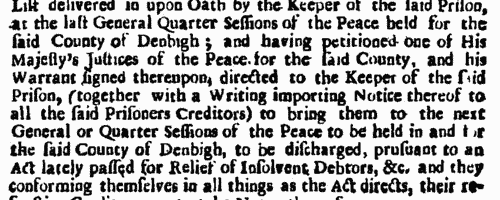 Prisoners for Debt in Chester Castle
 (1720)