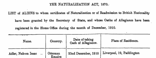 Naturalizations
 (1911)