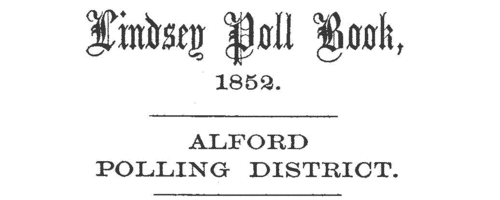 North Lincolnshire Voters: Aisthorpe
 (1852)