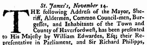 Inhabitants of Haverfordwest
 (1775)