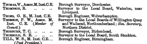 Members of the Association of Municipal and Sanitary Engineers and Surveyors
 (1886)