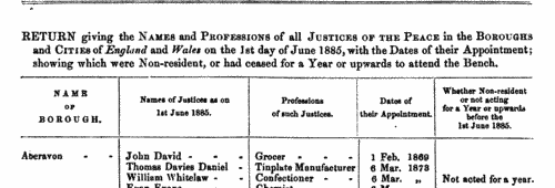 Justices of the Peace, Barnstaple
 (1885)
