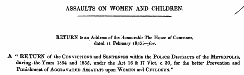 Assaults on Women and Children: Lambeth
 (1855)