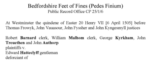 Bedfordshire Pedes Finium (1496)
