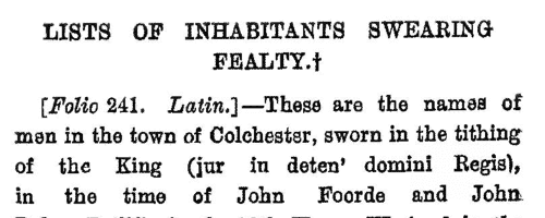 'Foreigners' in Colchester (1458)