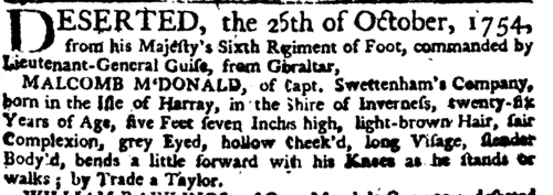 Newcastle on Tyne Deserters (1775)