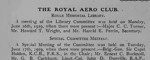 Royal Aero Club Members (1919)
