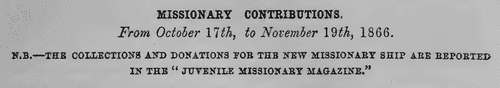 Farringdon Missionary Contributions (1866)