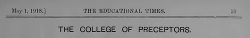 College of Preceptors Professional Preliminary Examination (1918)