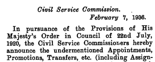 Appointments of General Board of Control (Scotland) Staff (1936)